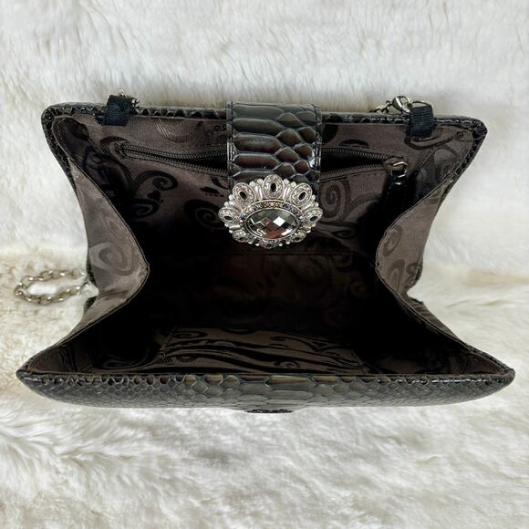 Brighton Hardcase Alligator-Pattern Clutch/ Shoulder Purse BAG - Picture 6 of 8